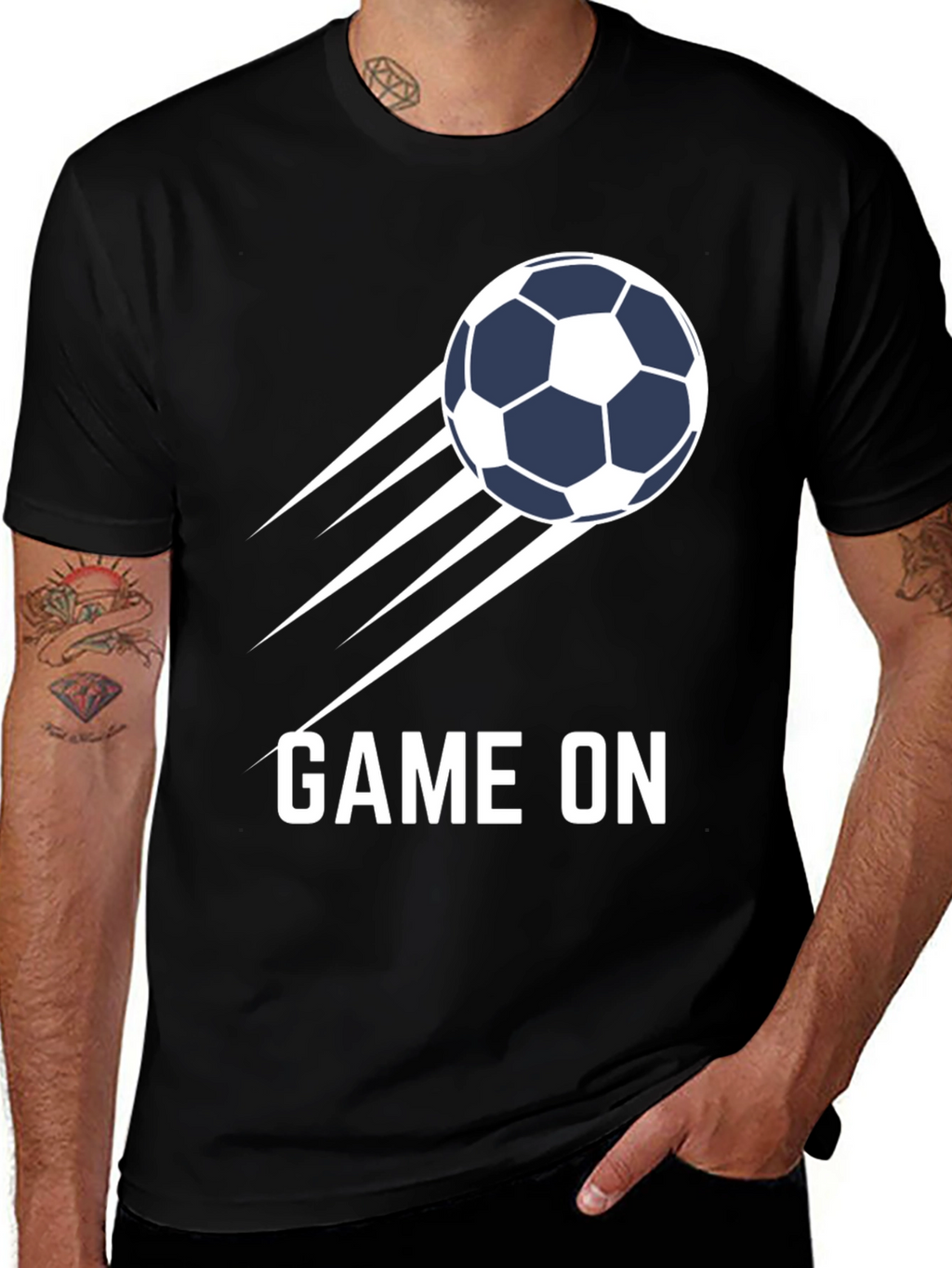 Game On Soccer Ball Graphic Tee - Black