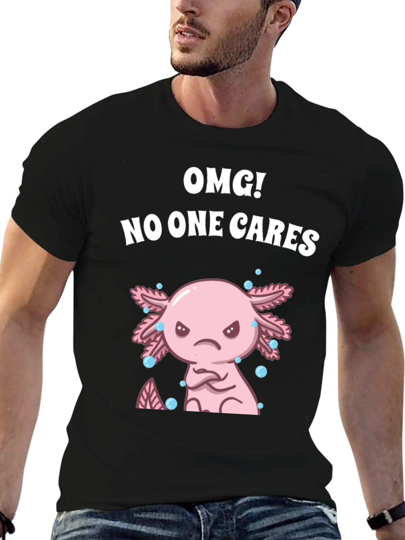 OMG! No One Cares Axolotl Graphic Tee