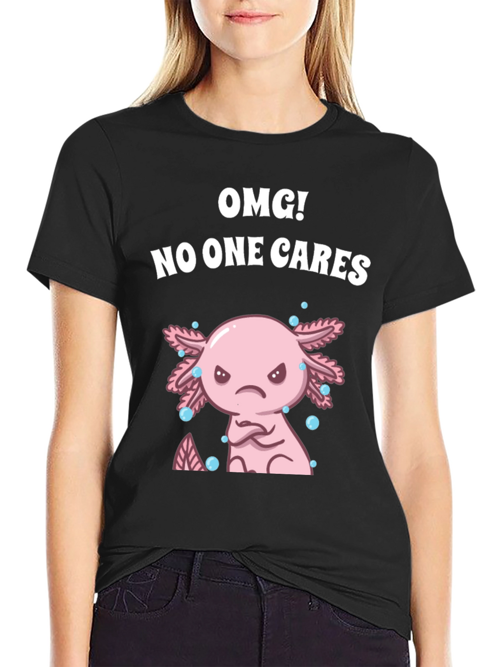 OMG! No One Cares Axolotl Graphic Tee