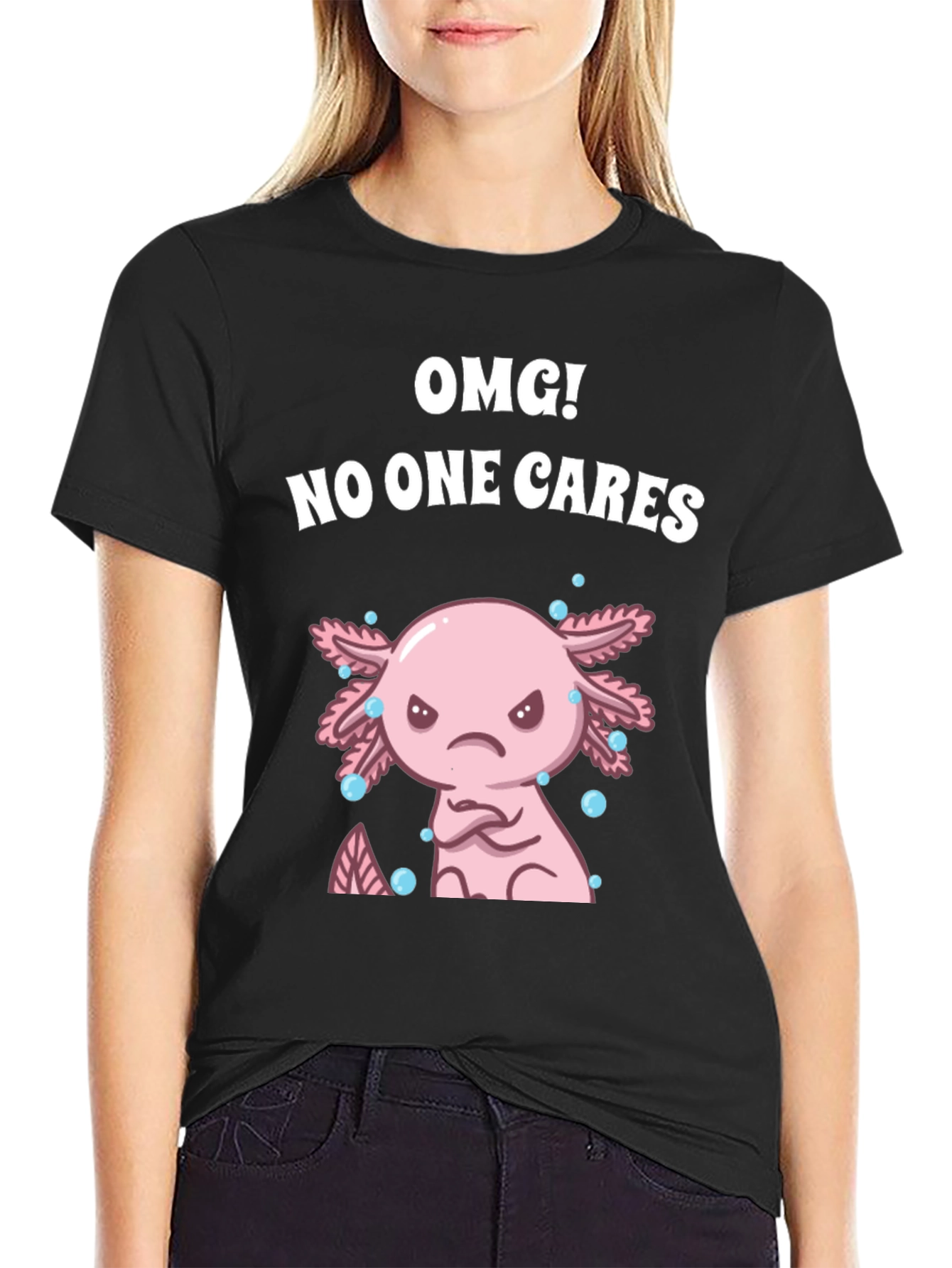 OMG! No One Cares Axolotl Graphic Tee
