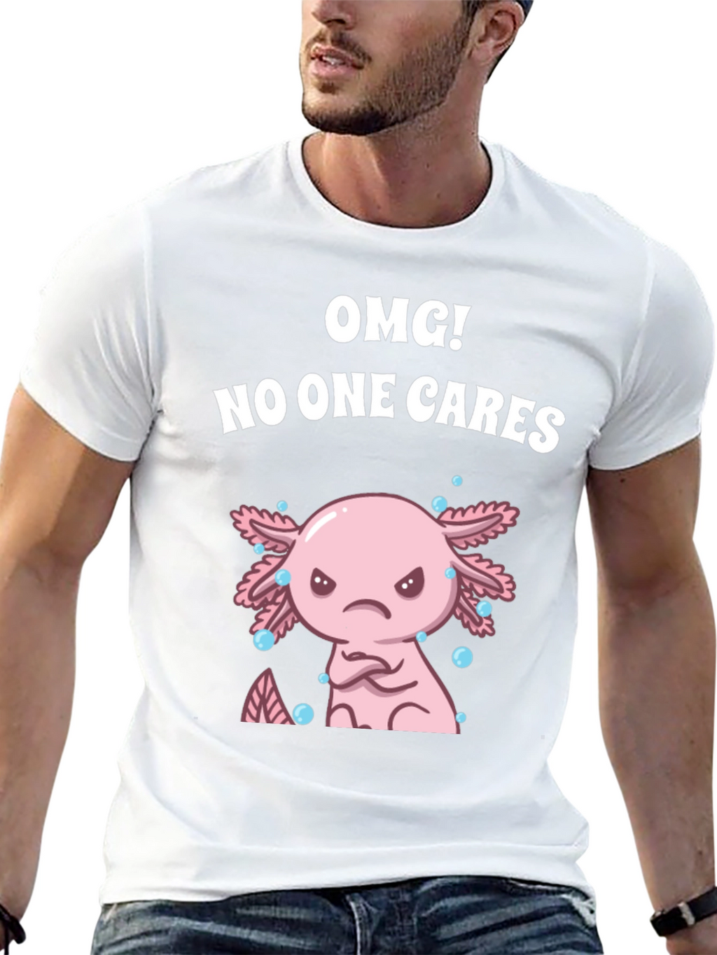 OMG! No One Cares Axolotl Graphic Tee