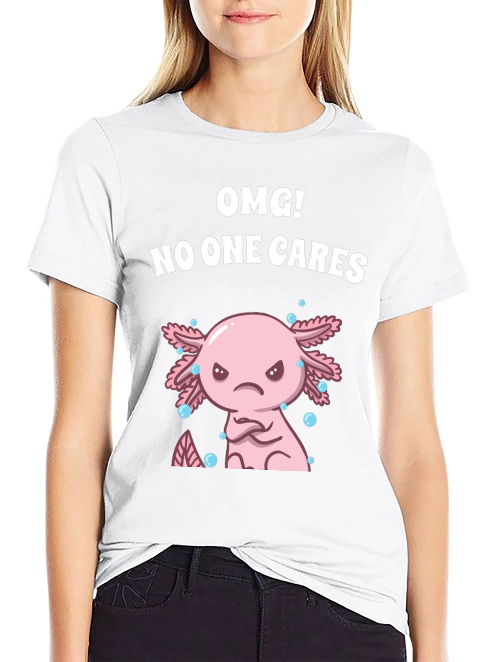 OMG! No One Cares Axolotl Graphic Tee