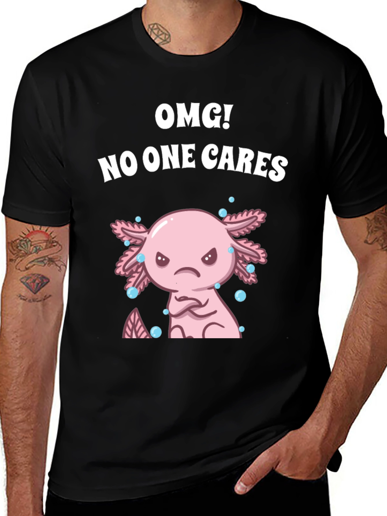 OMG! No One Cares Axolotl Graphic Tee