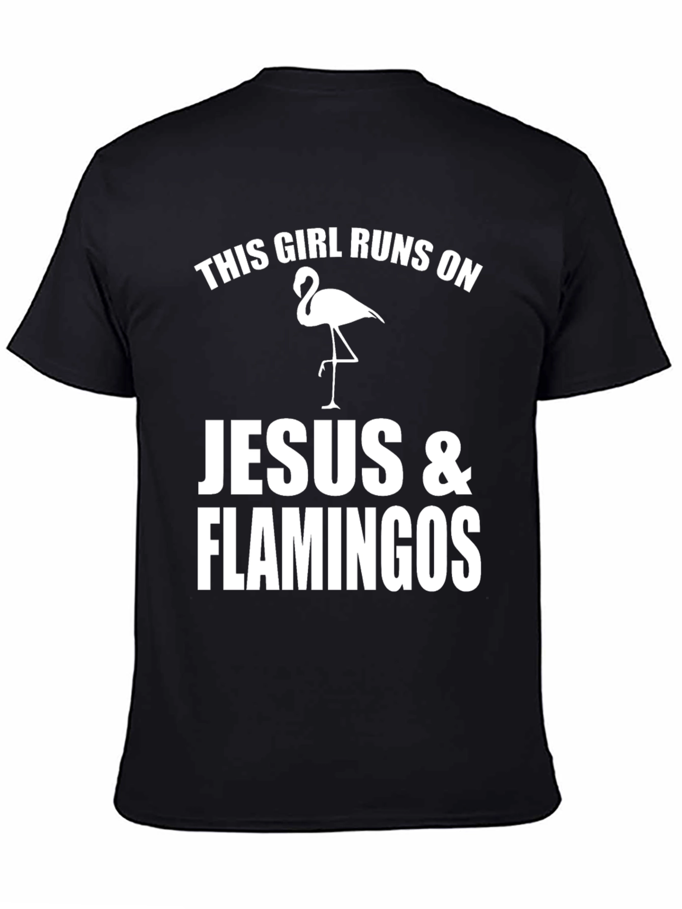 Funny Girls Jesus & Flamingos Graphic T-Shirt