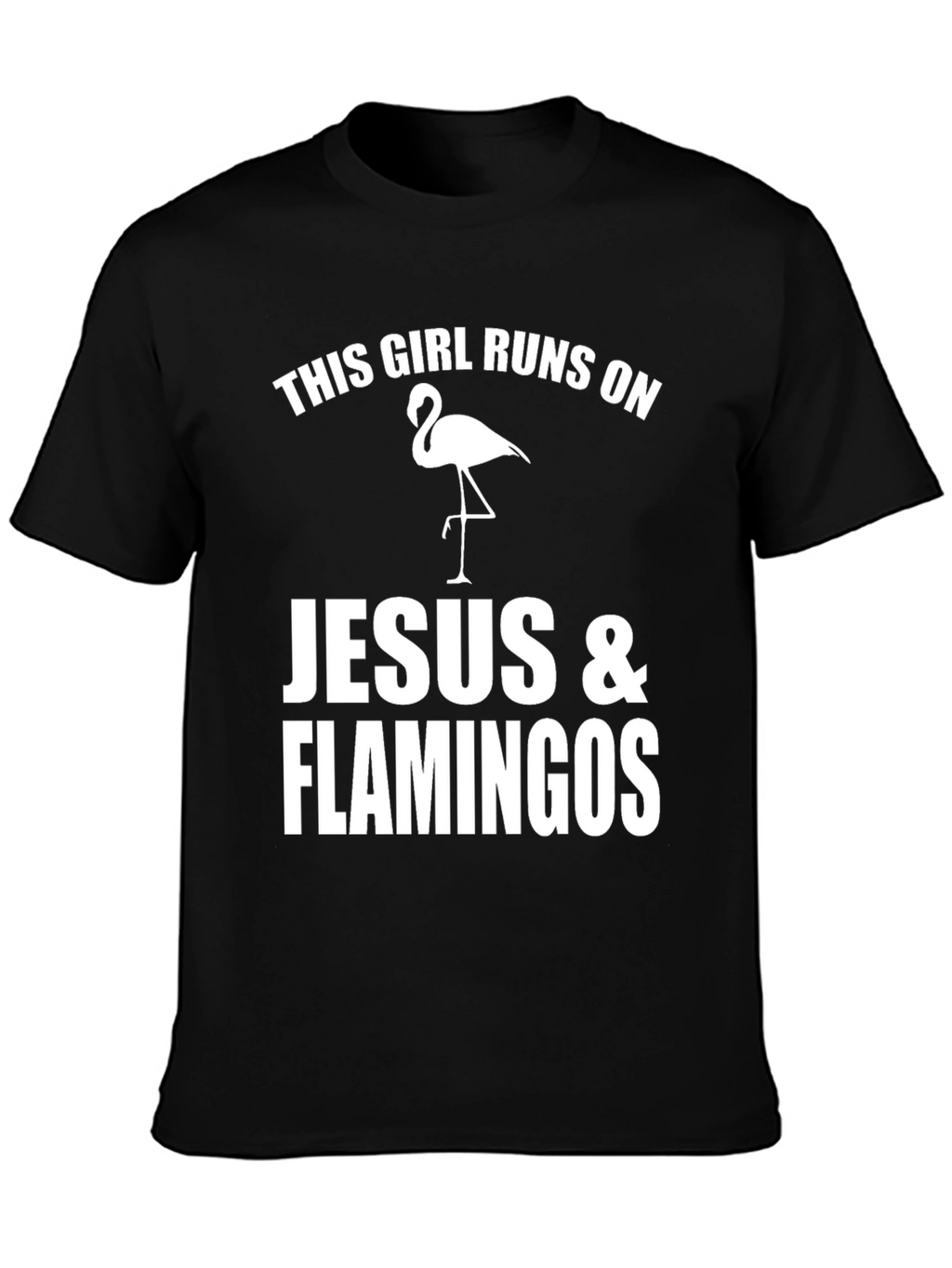 Funny Girls Jesus & Flamingos Graphic T-Shirt