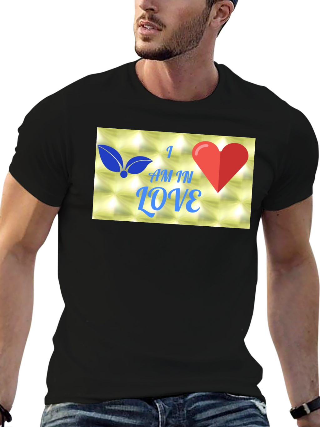 I Am In Love Graphic Black T-Shirt
