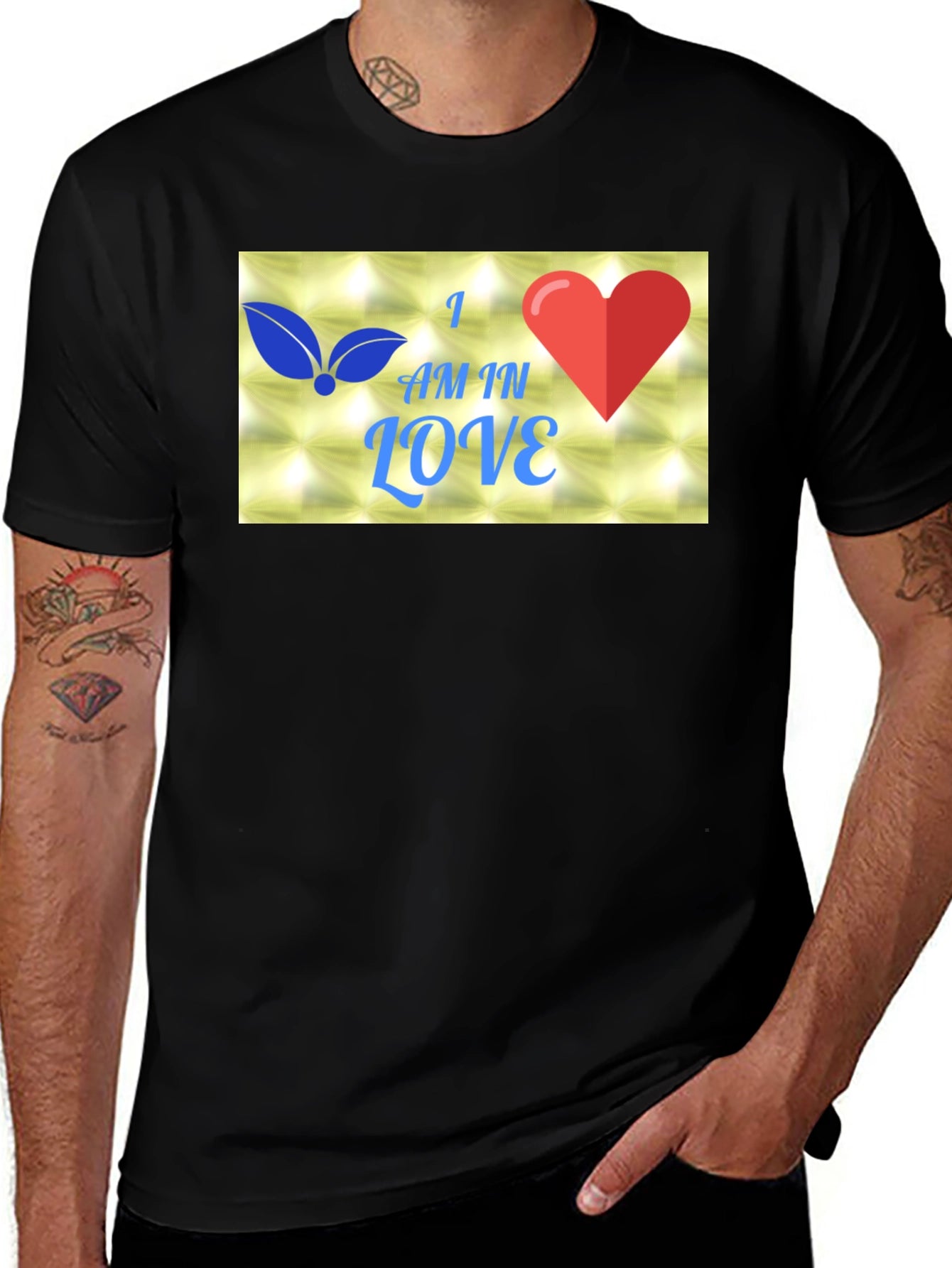 I Am In Love Graphic Black T-Shirt