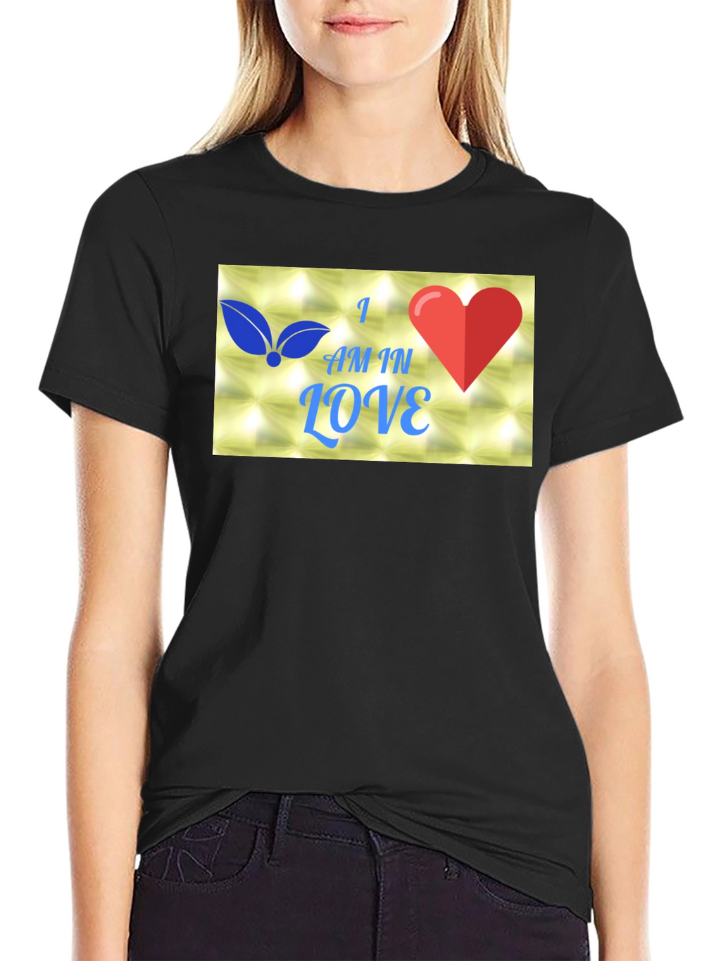 I Am In Love Graphic Black T-Shirt