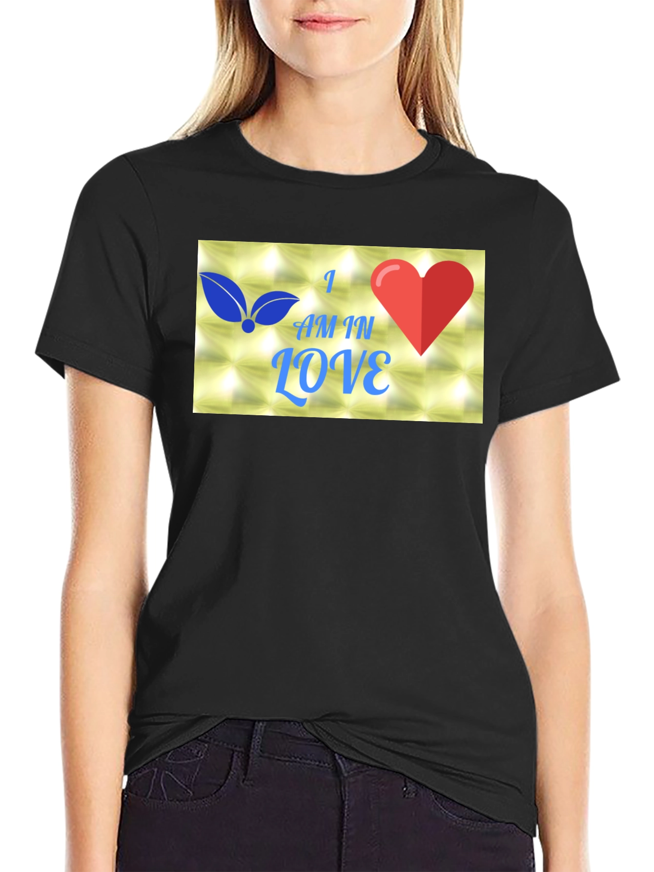 I Am In Love Graphic Black T-Shirt