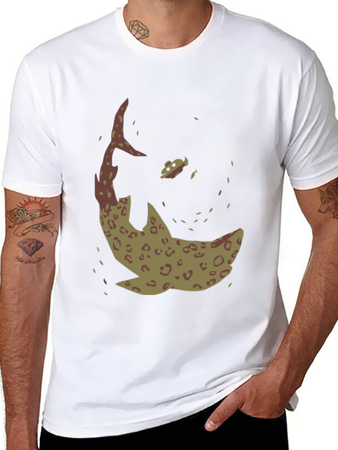 Shark Graphic Print Black T-Shirt