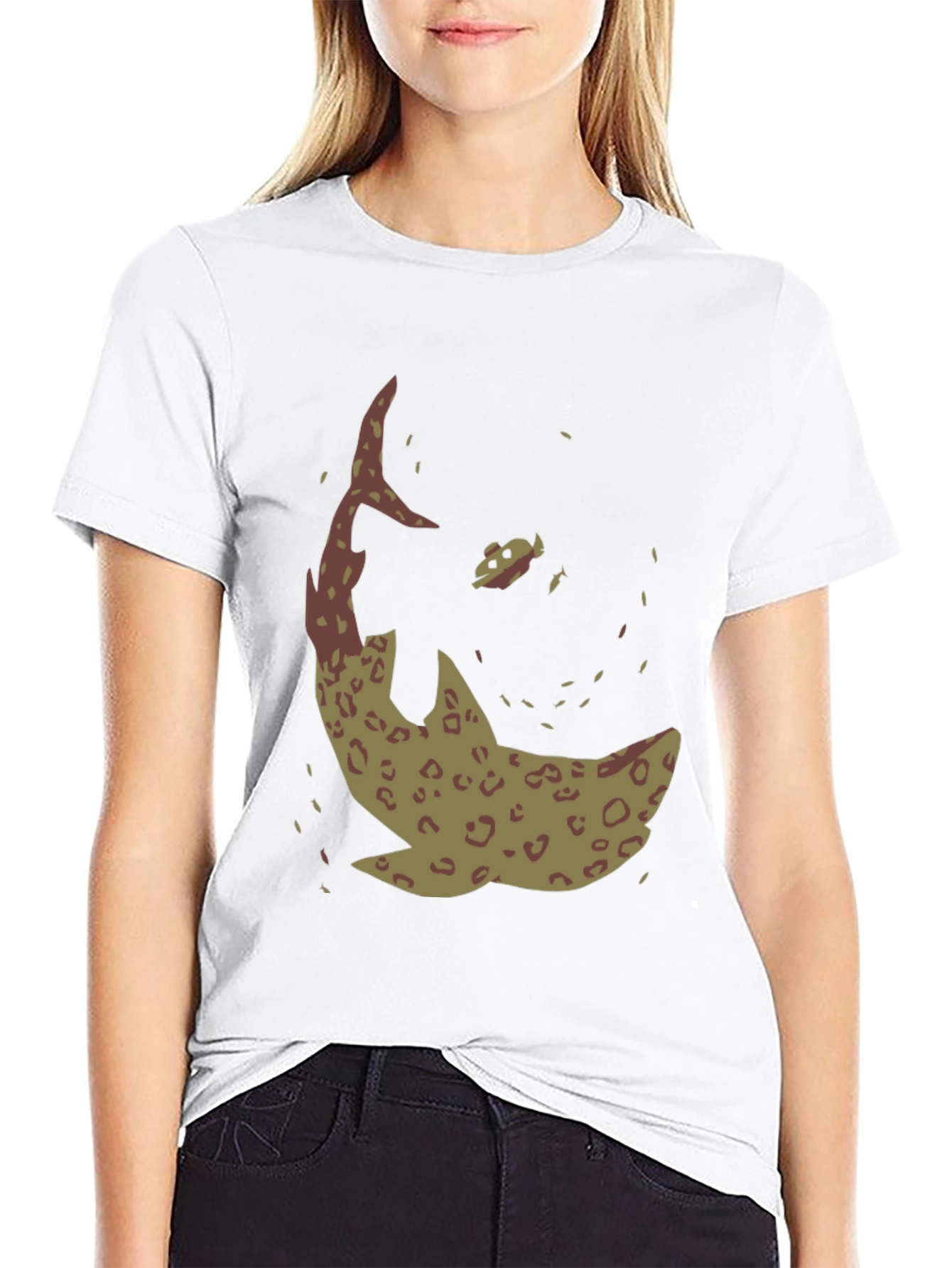 Shark Graphic Print Black T-Shirt