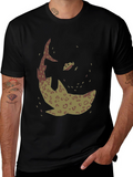 Shark Graphic Print Black T-Shirt