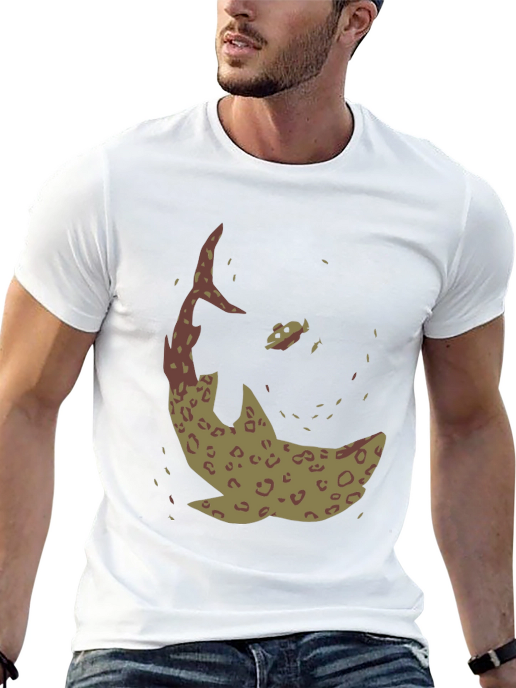 Shark Graphic Print Black T-Shirt