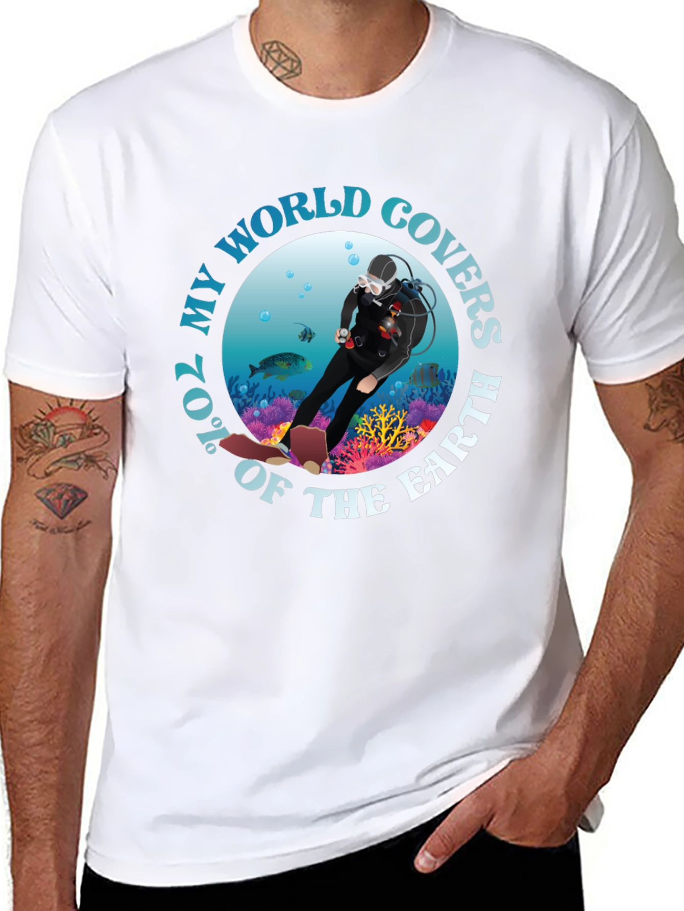 Scuba Diver T-Shirt - 70% of My World Earth Cover