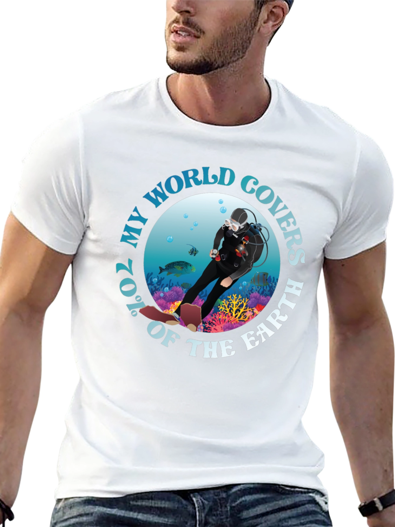 Scuba Diver T-Shirt - 70% of My World Earth Cover