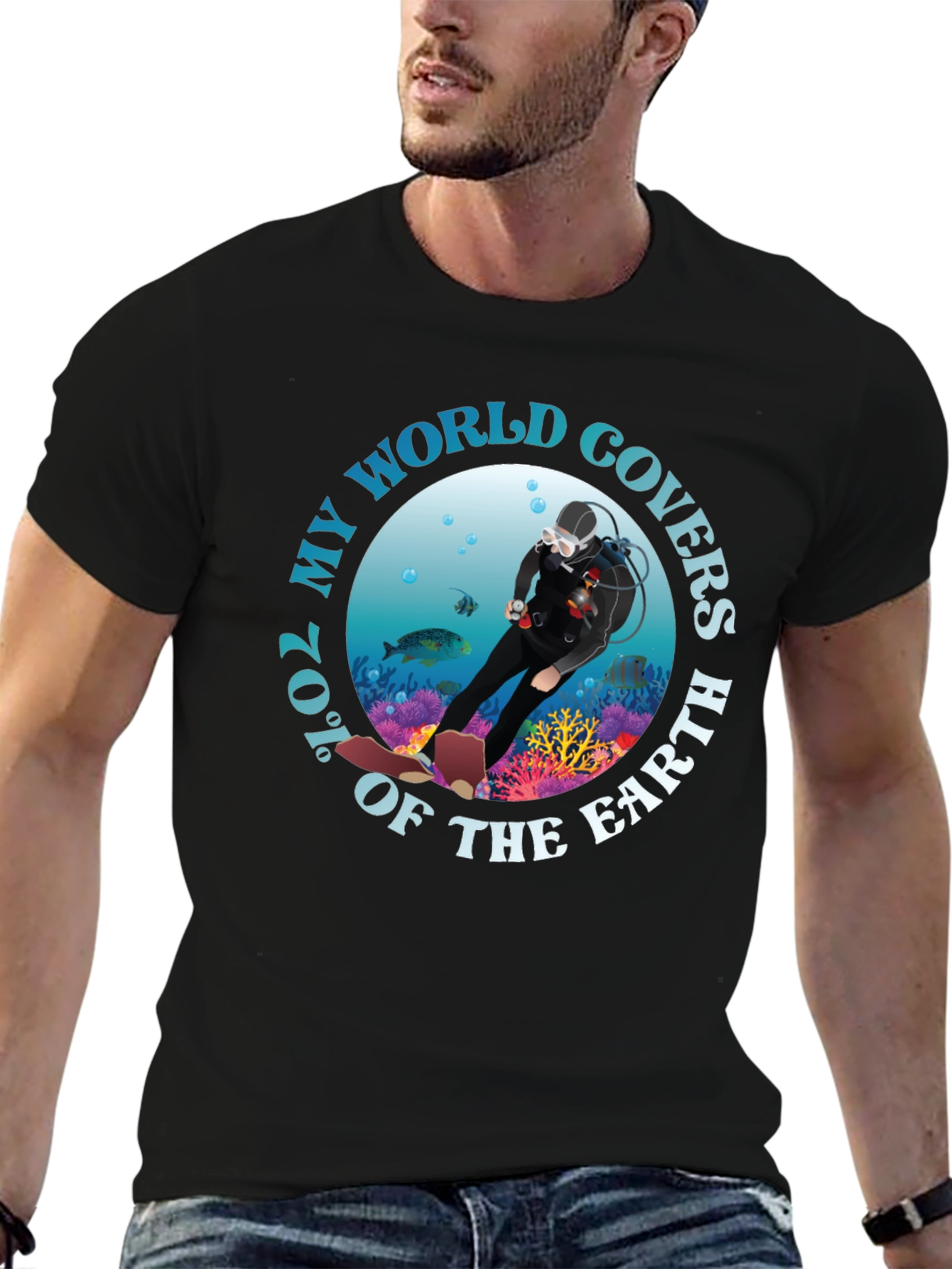 Scuba Diver T-Shirt - 70% of My World Earth Cover