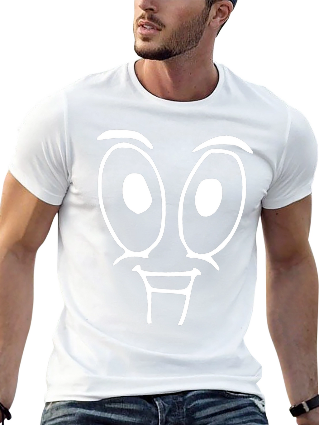 Funny Face Graphic Tee - Black Cotton T-Shirt