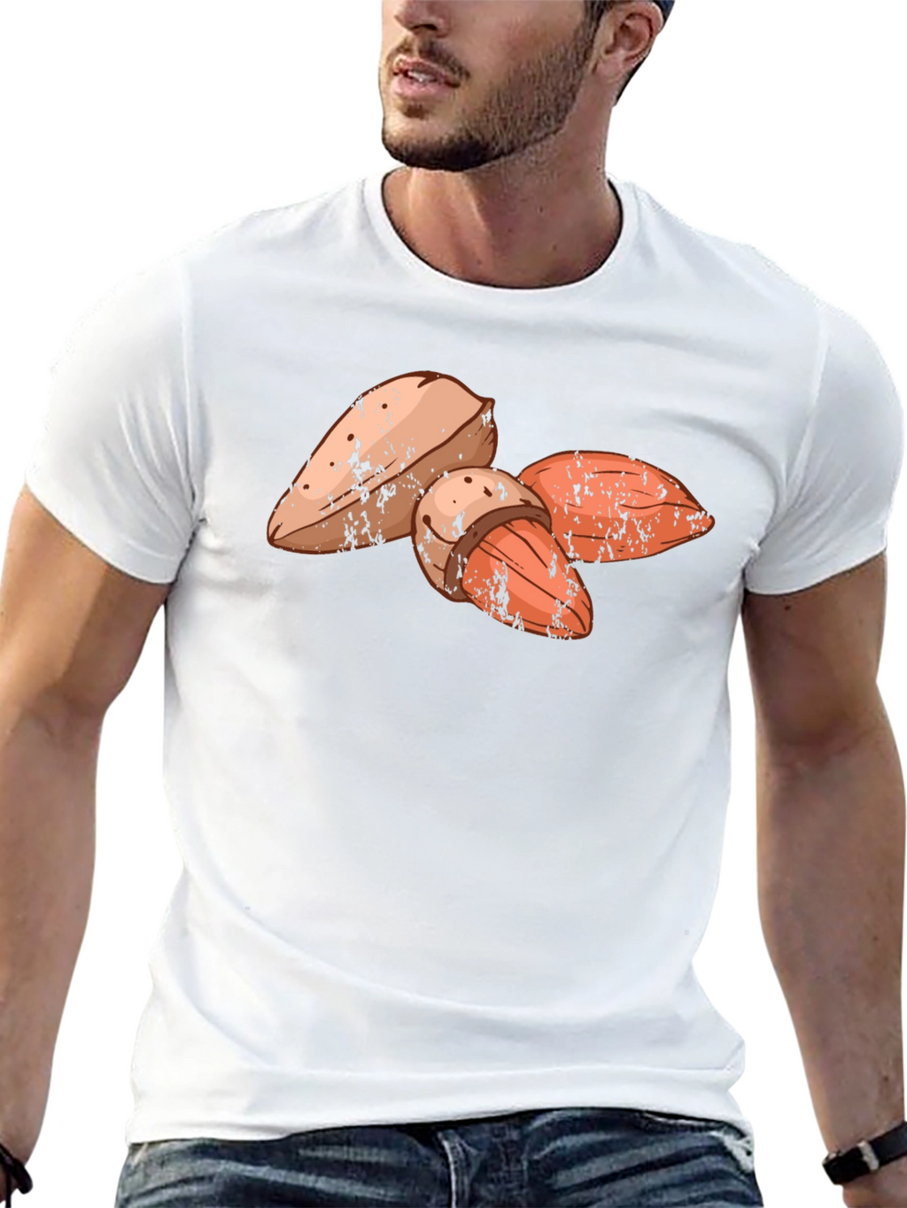 Almond Graphic Print Black T-Shirt