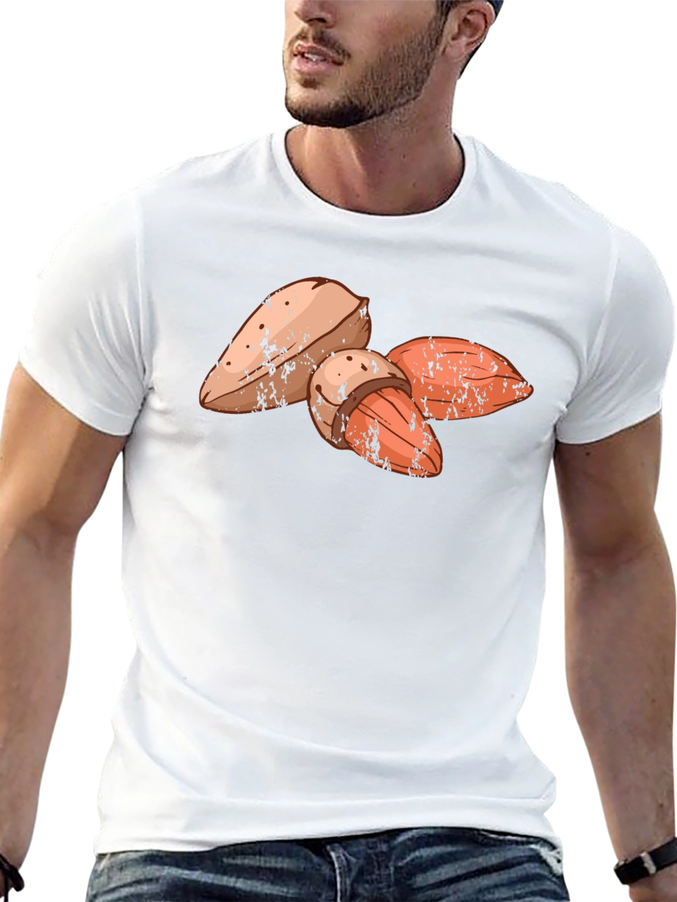 Almond Graphic Print Black T-Shirt