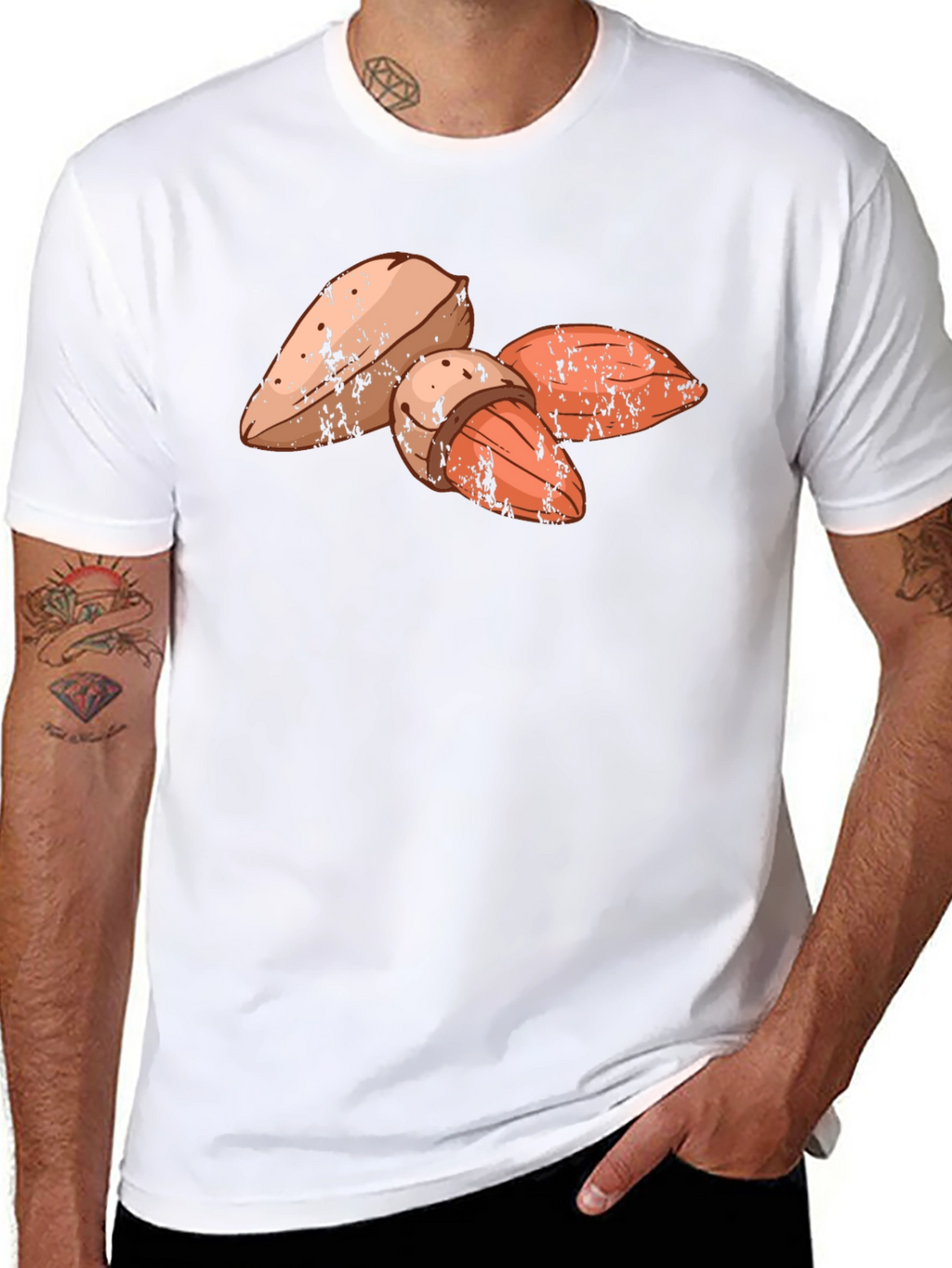 Almond Graphic Print Black T-Shirt