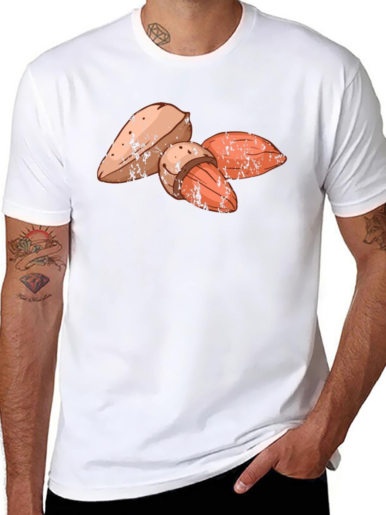 Almond Graphic Print Black T-Shirt