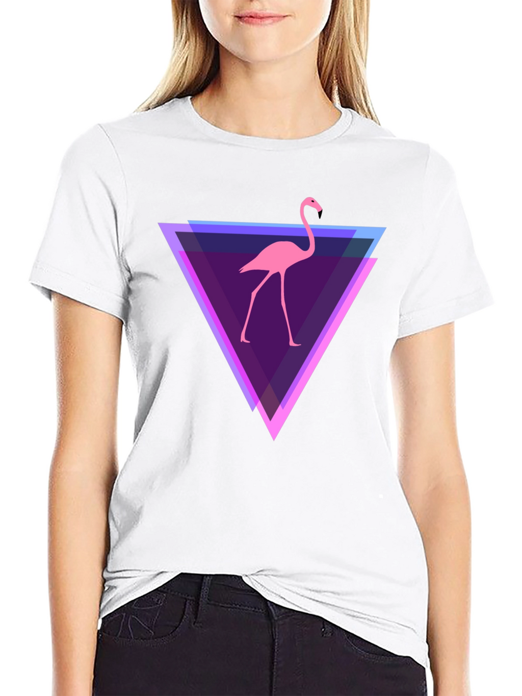 Flamingo Triangle Graphic Tee - Modern Casual Style