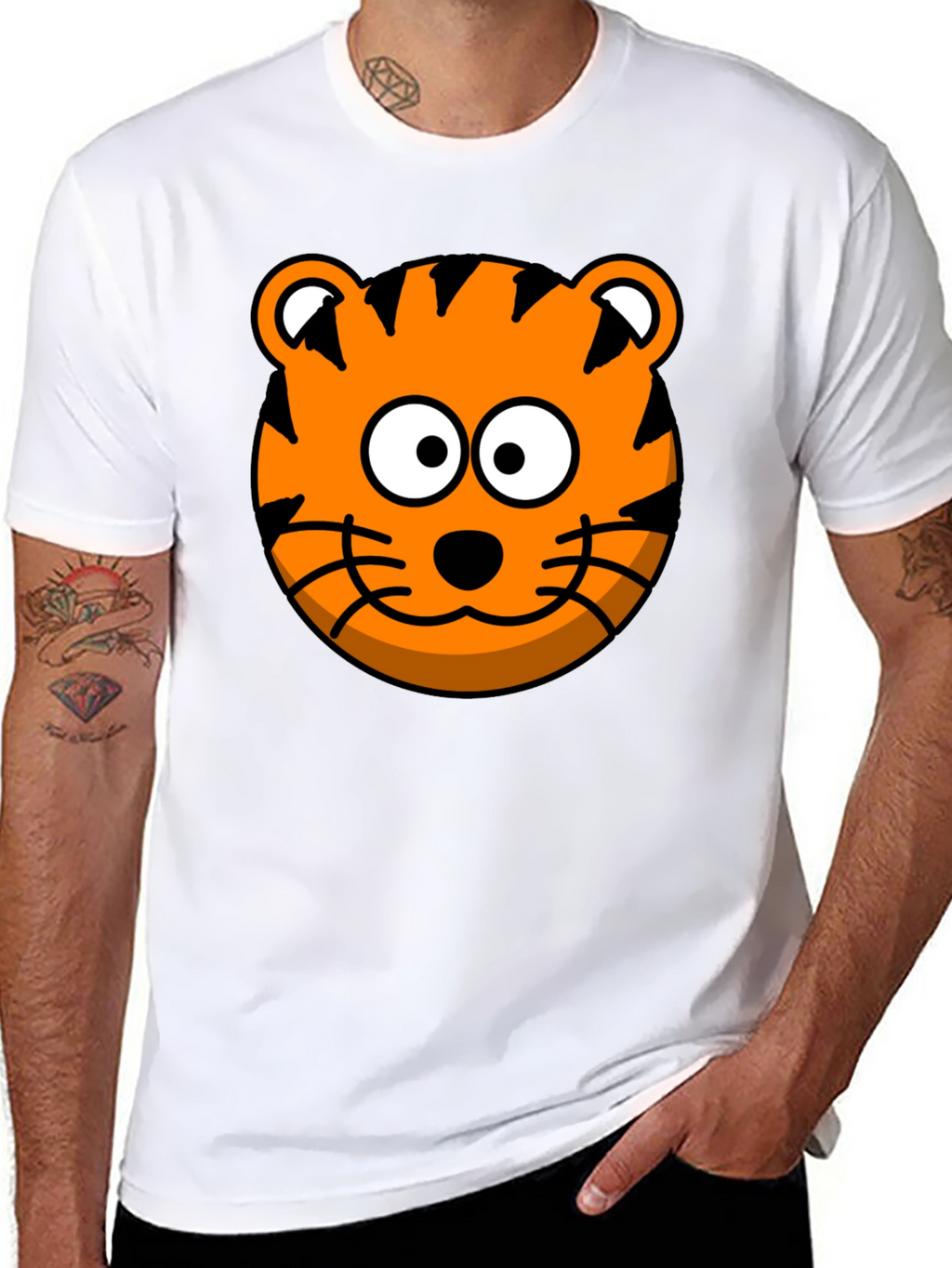 Tiger Cartoon Graphic Black T-Shirt