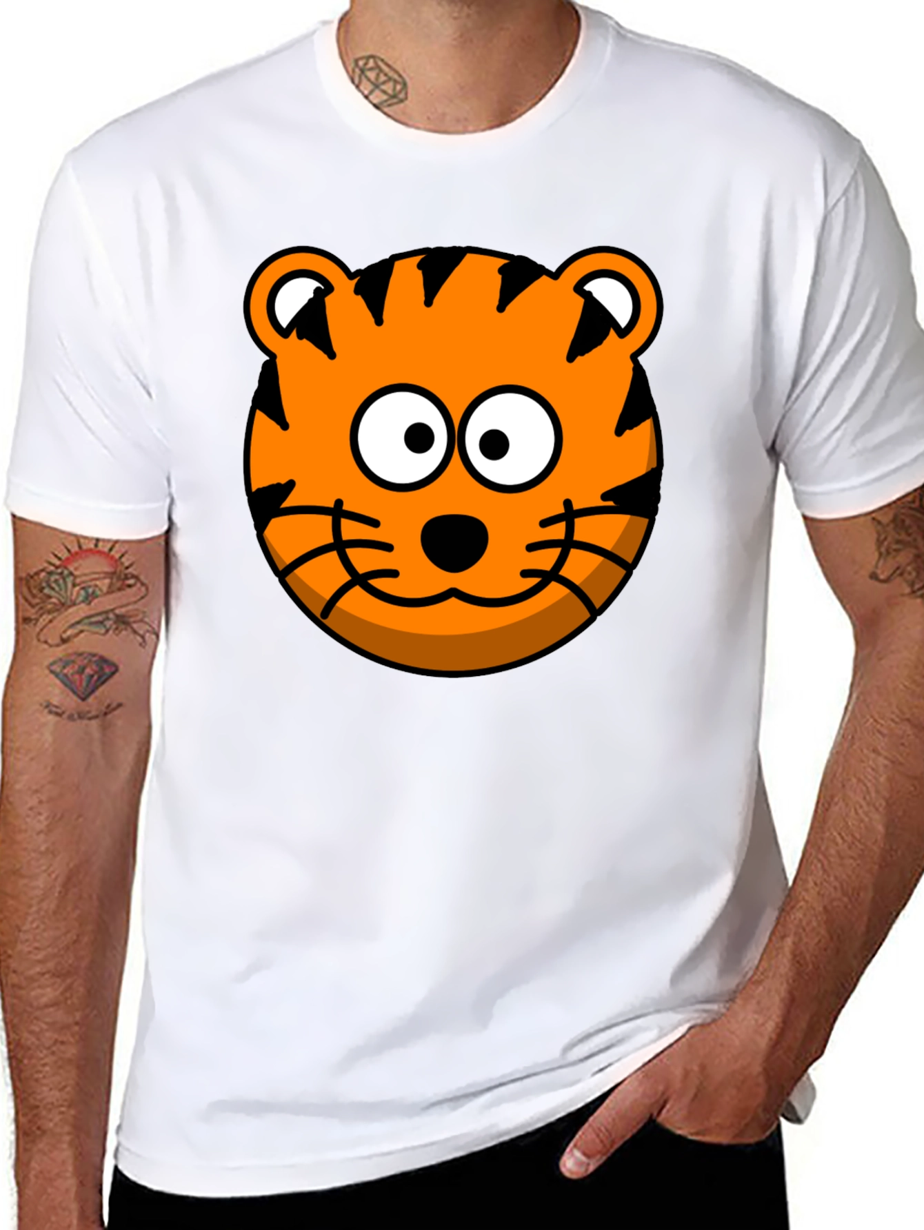Tiger Cartoon Graphic Black T-Shirt
