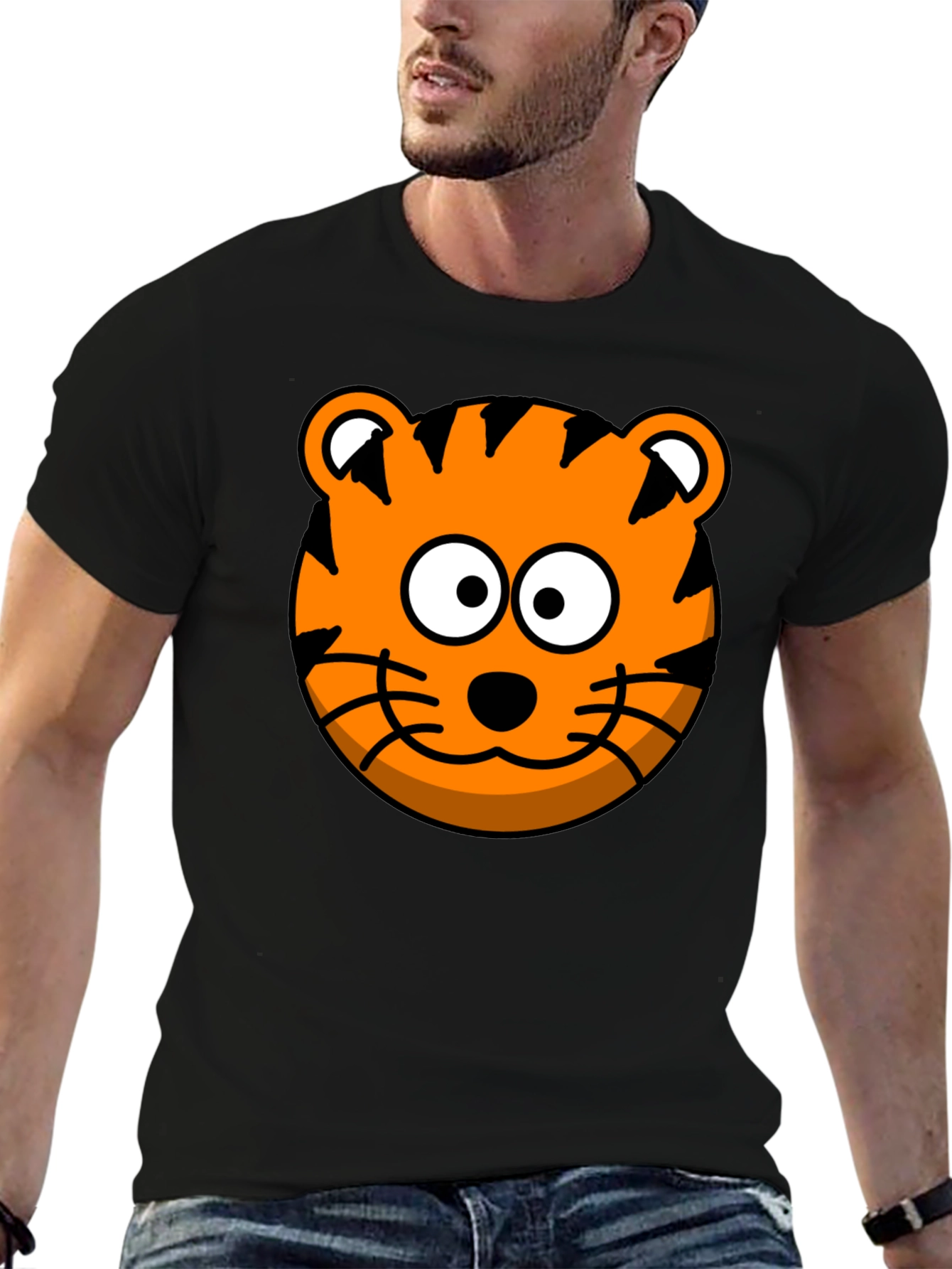 Tiger Cartoon Graphic Black T-Shirt