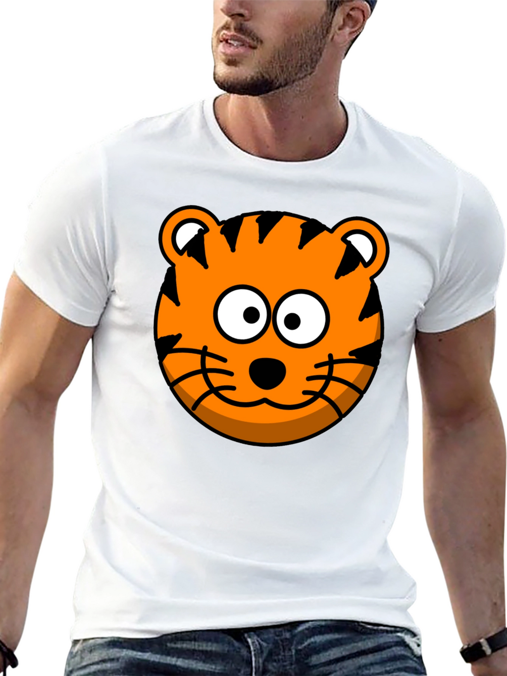 Tiger Cartoon Graphic Black T-Shirt