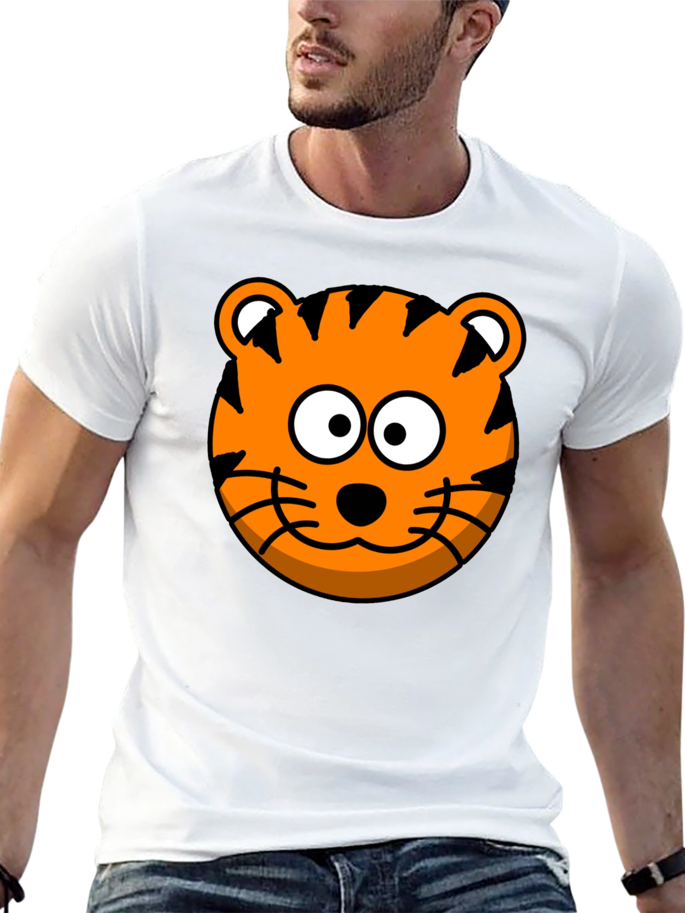 Tiger Cartoon Graphic Black T-Shirt