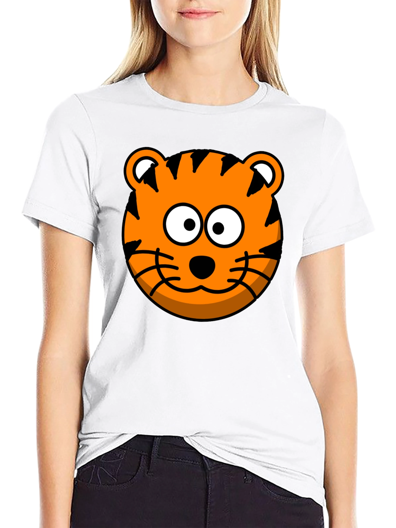Tiger Cartoon Graphic Black T-Shirt