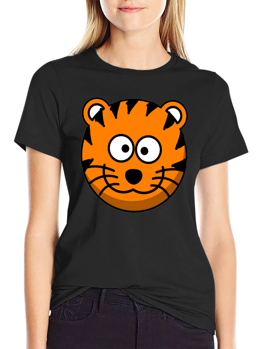 Tiger Cartoon Graphic Black T-Shirt