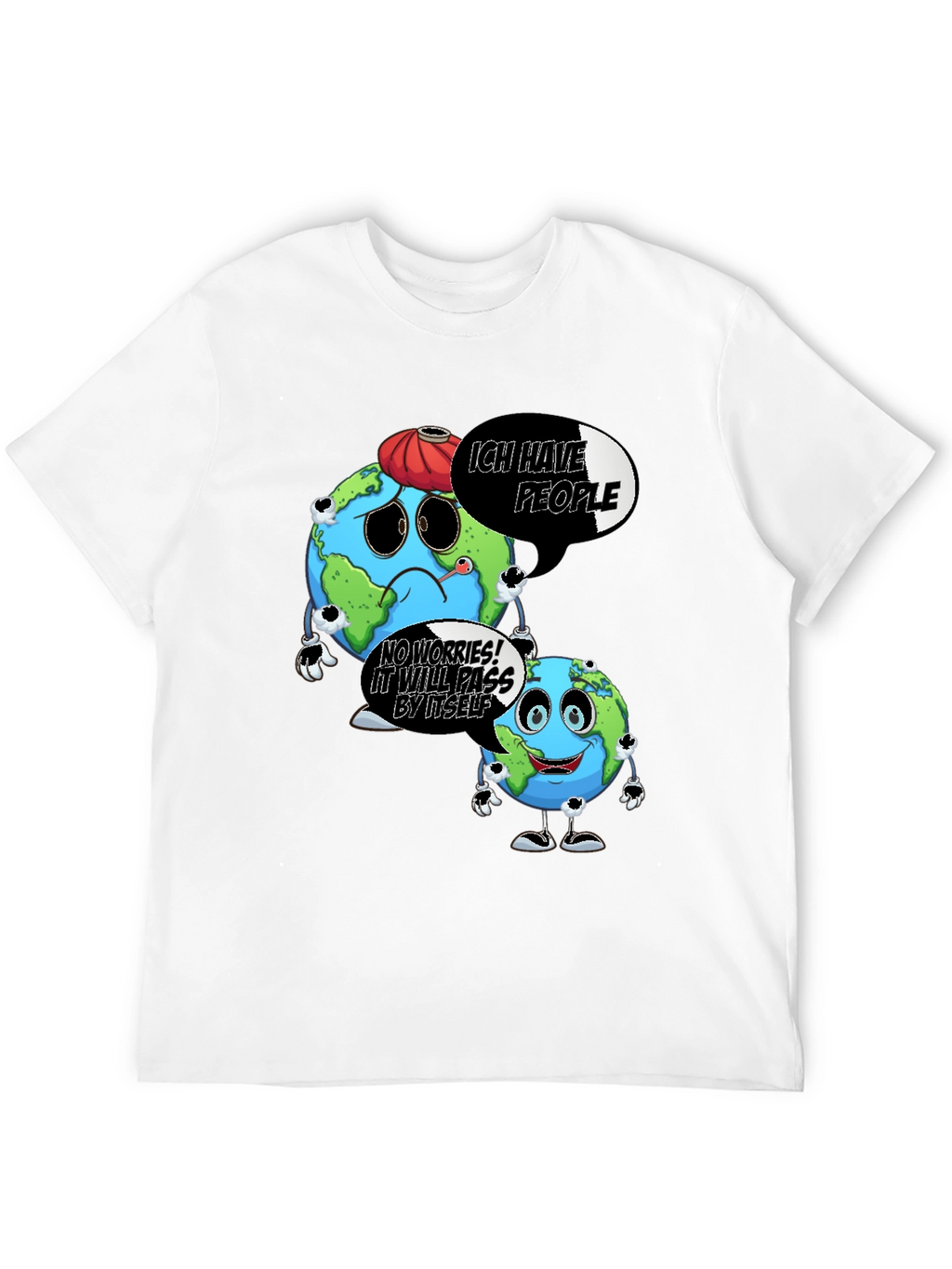 Cartoon Earth Graphic Black T-Shirt