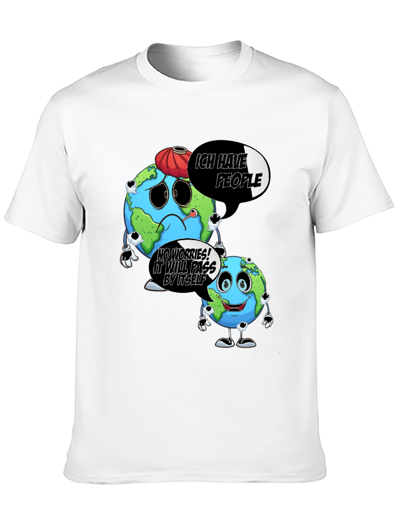 Cartoon Earth Graphic Black T-Shirt