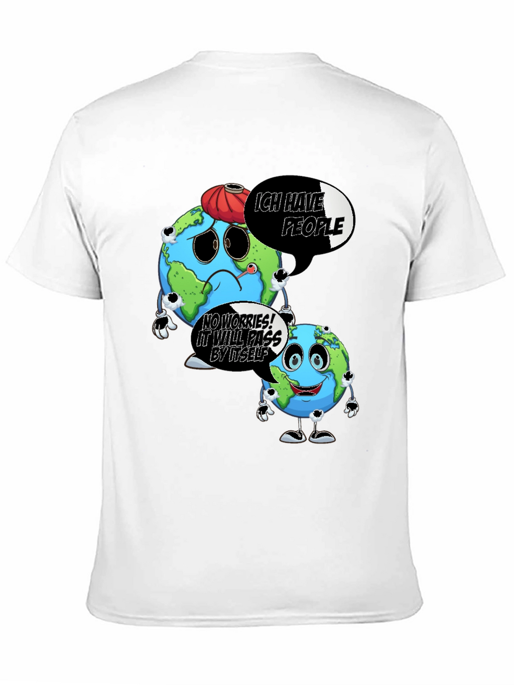 Cartoon Earth Graphic Black T-Shirt