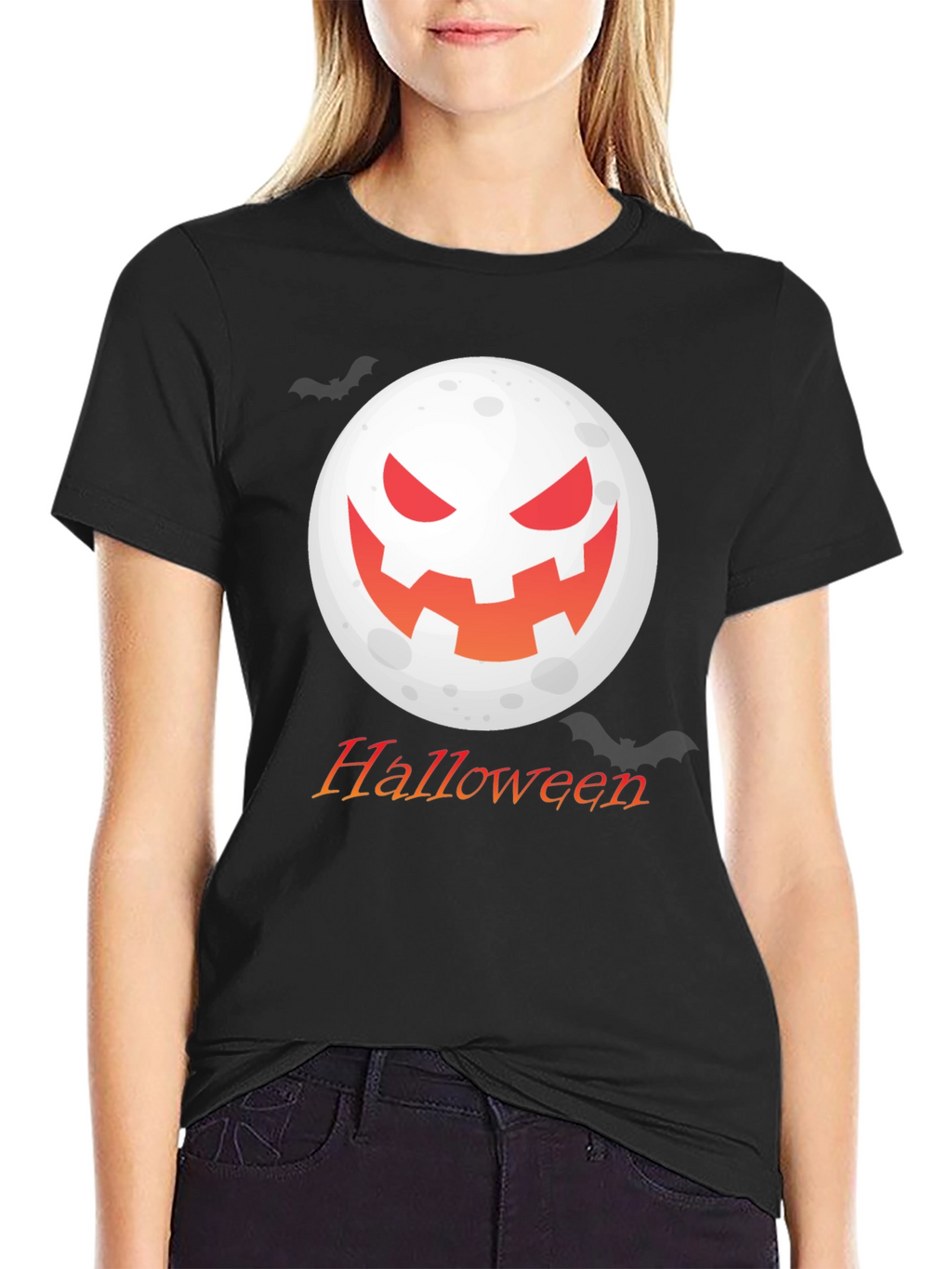 Halloween Moon Graphic Tee - Spooky Season Shirt