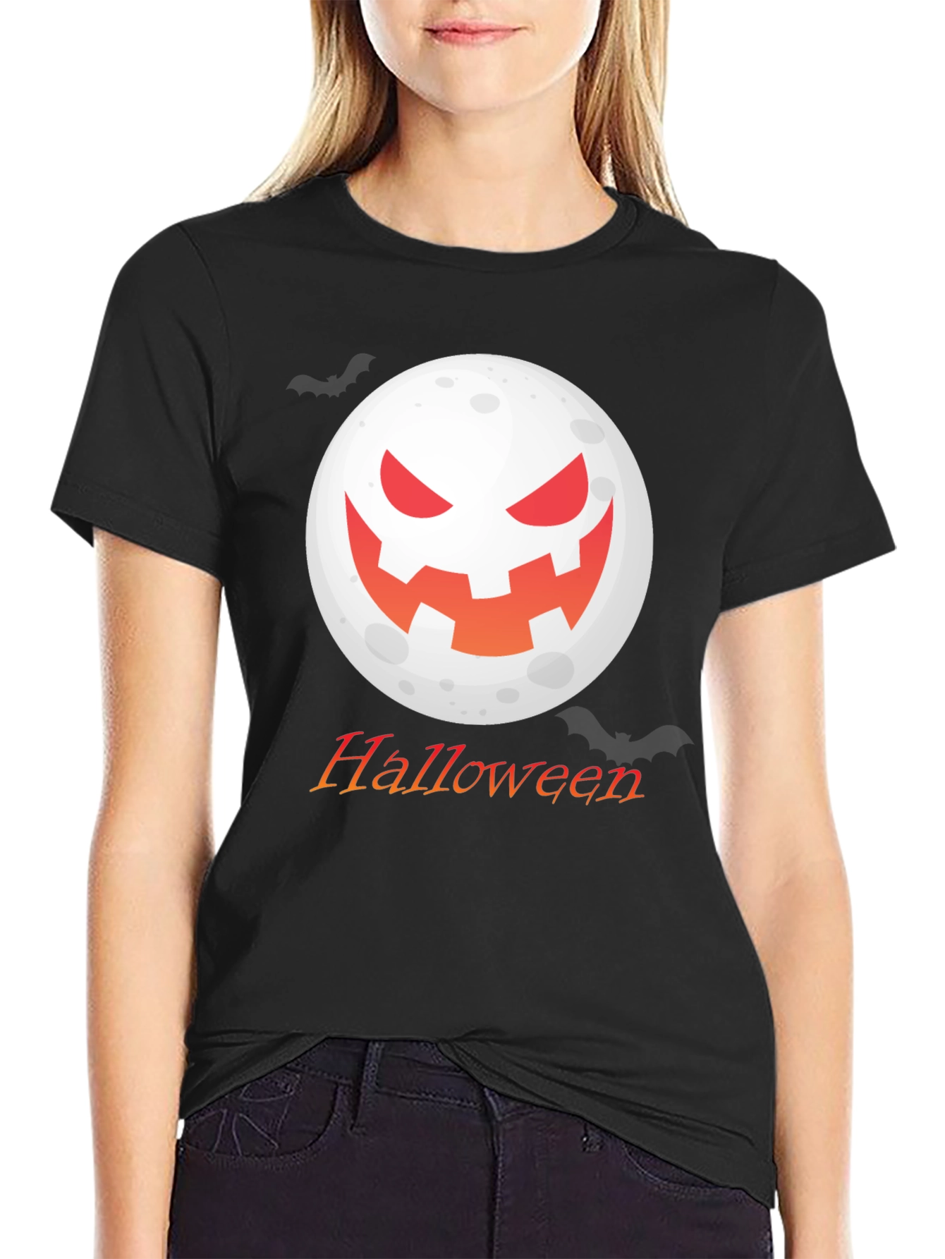 Halloween Moon Graphic Tee - Spooky Season Shirt