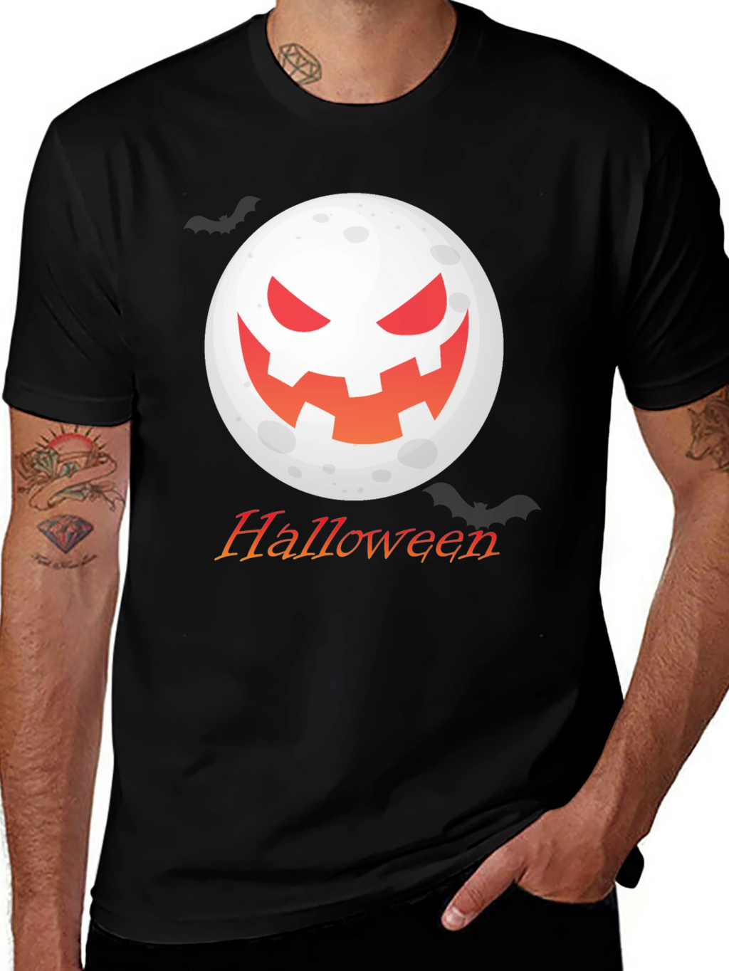 Halloween Moon Graphic Tee - Spooky Season Shirt