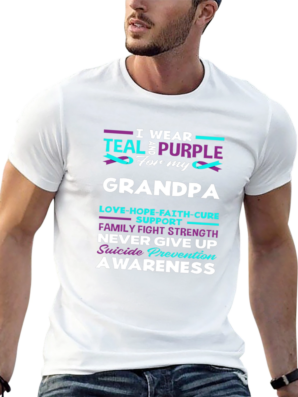 Teal & Purple Suicide Awareness Grandpa T-Shirt