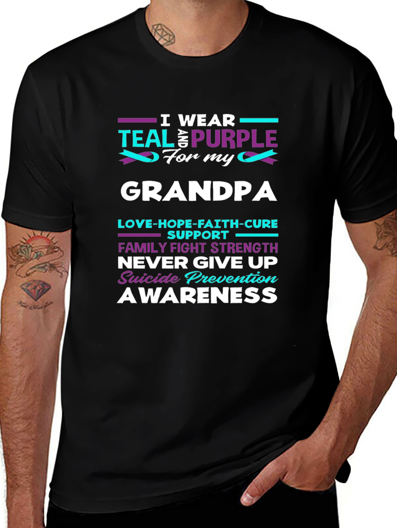 Teal & Purple Suicide Awareness Grandpa T-Shirt