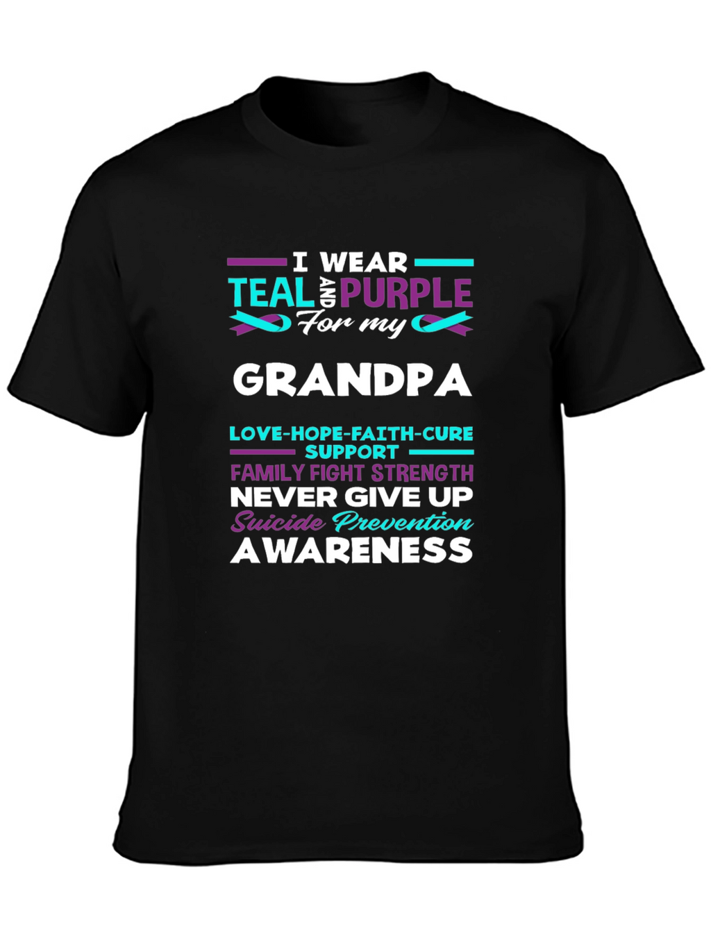Teal & Purple Suicide Awareness Grandpa T-Shirt