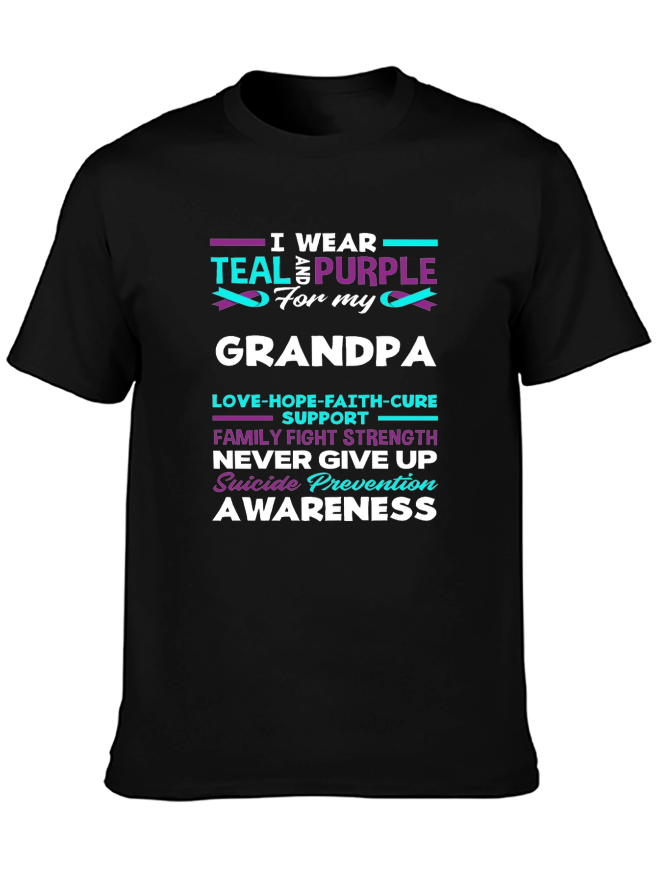 Teal & Purple Suicide Awareness Grandpa T-Shirt