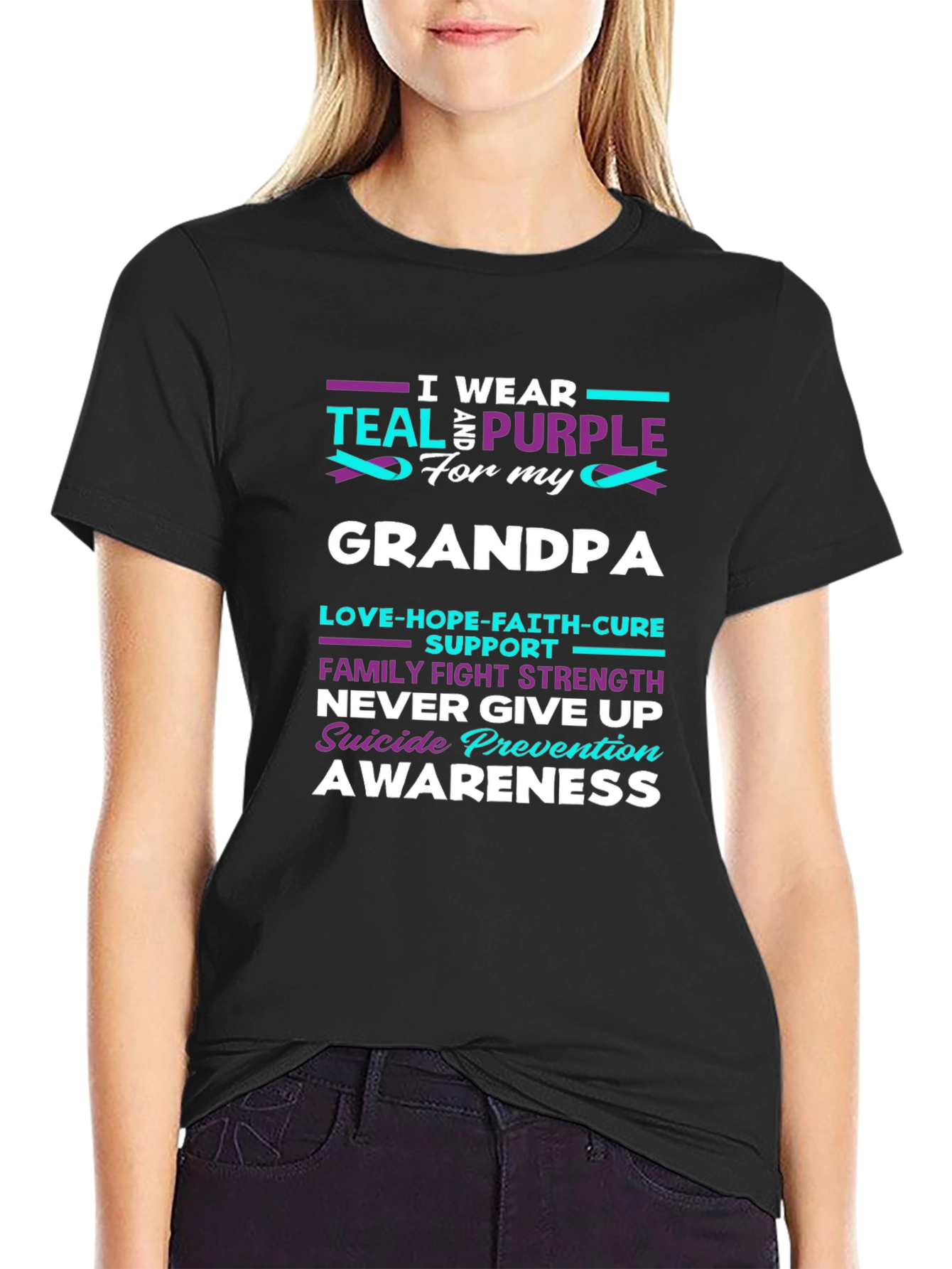 Teal & Purple Suicide Awareness Grandpa T-Shirt