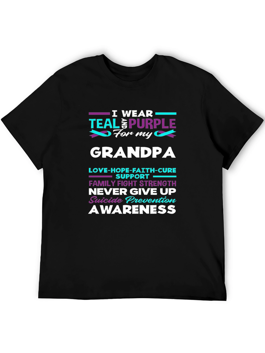 Teal & Purple Suicide Awareness Grandpa T-Shirt