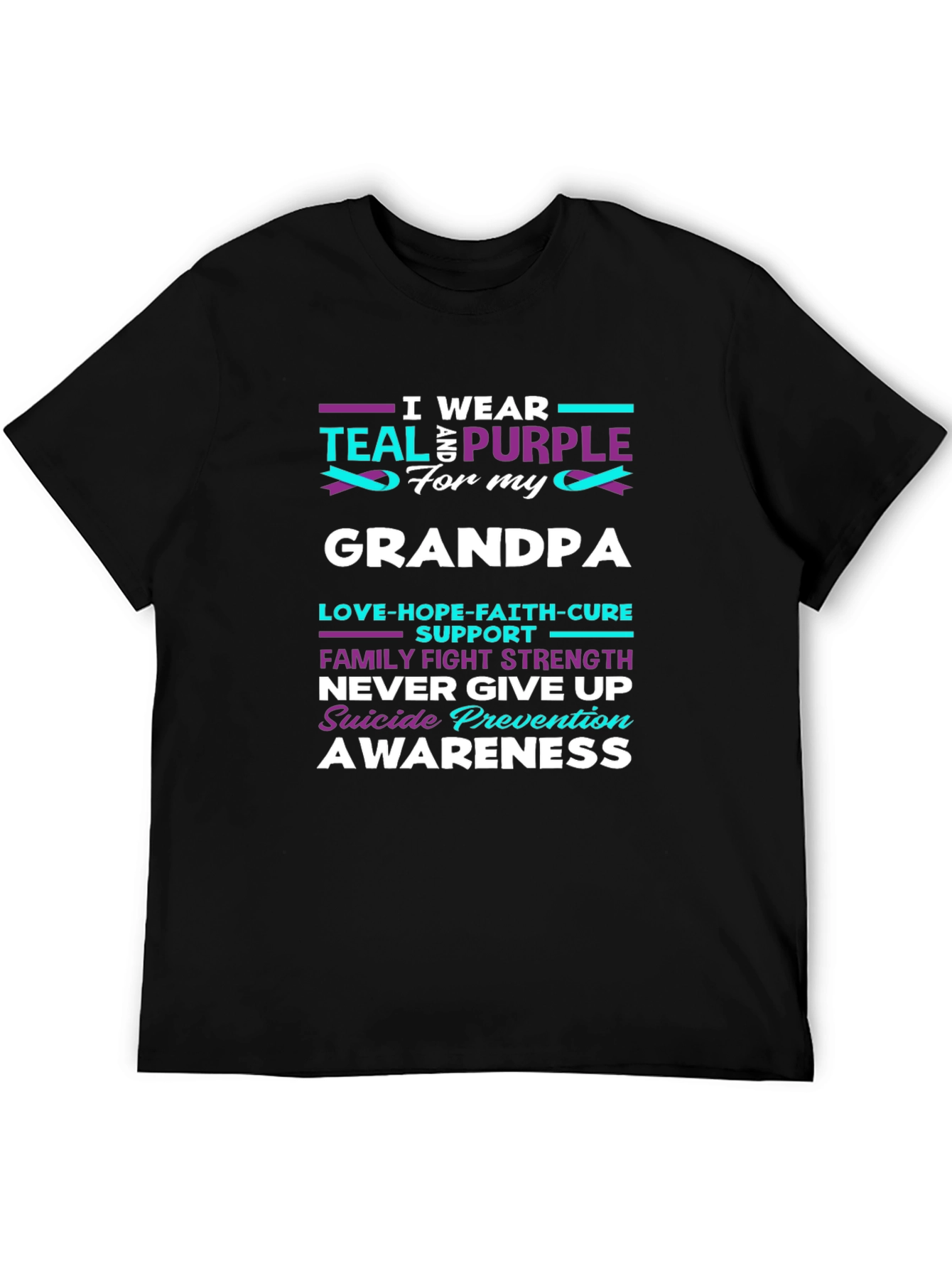 Teal & Purple Suicide Awareness Grandpa T-Shirt