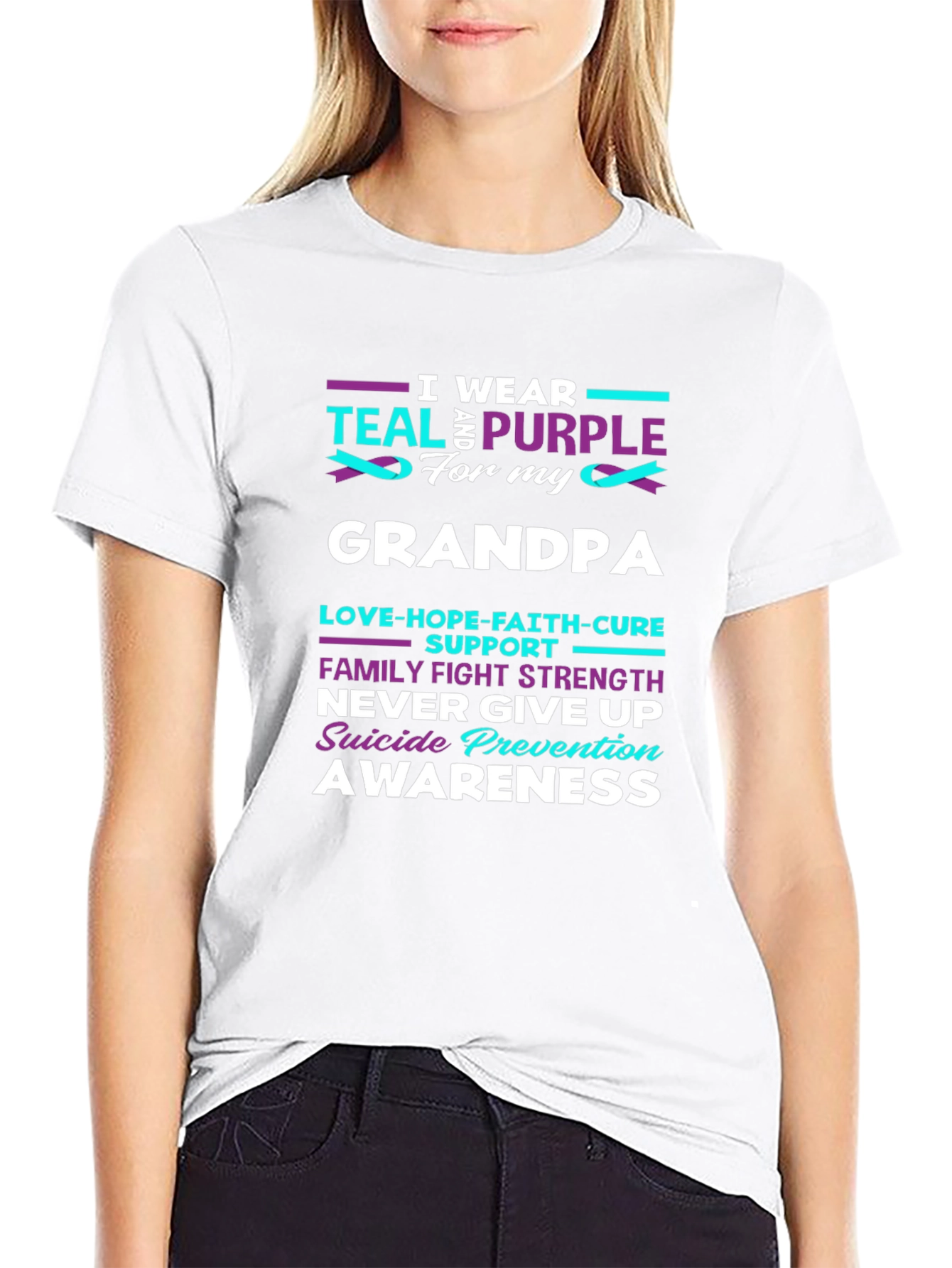 Teal & Purple Suicide Awareness Grandpa T-Shirt