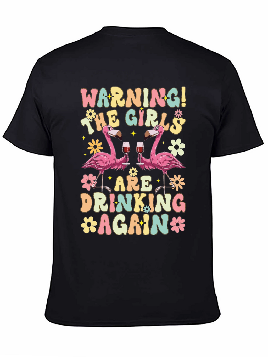 Warning! Girls Drinking Again Flamingo T-Shirt