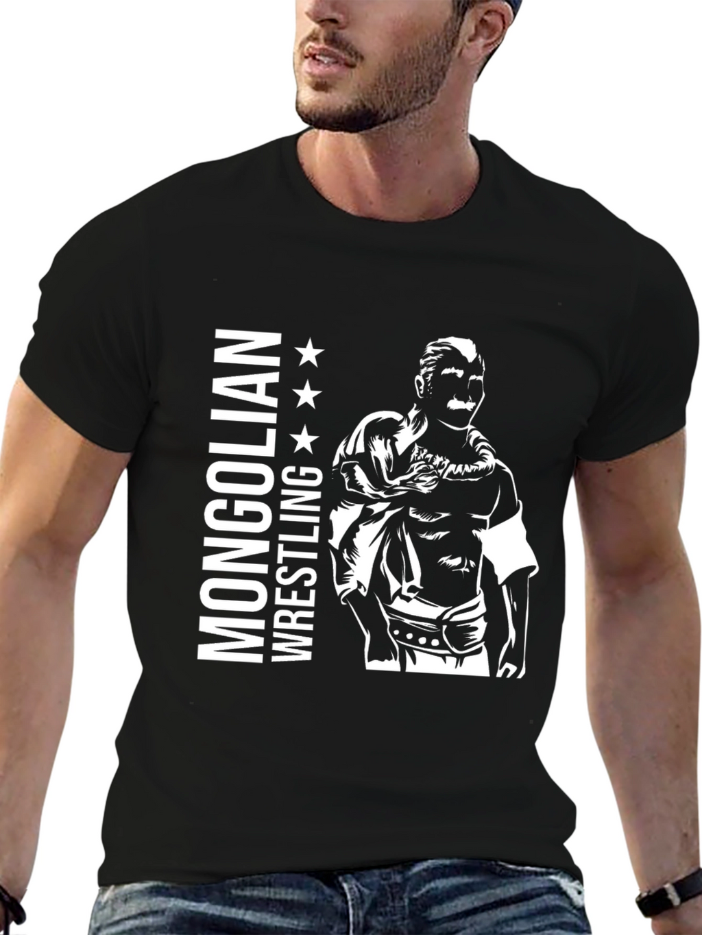 Mongolian Wrestling T-Shirt - Black Graphic Tee
