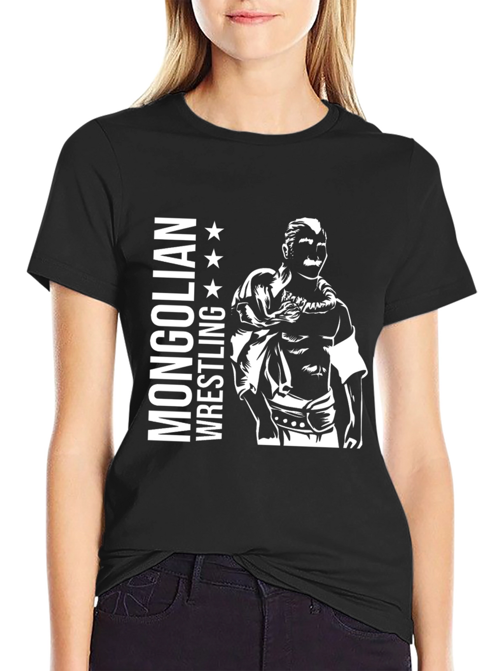 Mongolian Wrestling T-Shirt - Black Graphic Tee